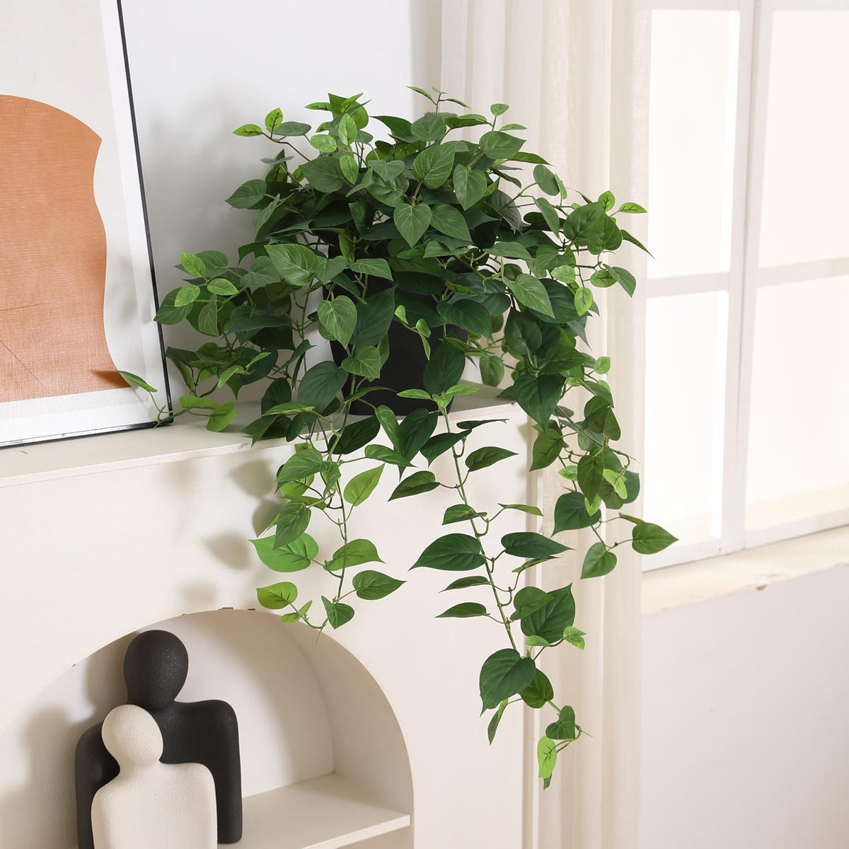 365 Blooming Decor Realistic Artificial Potted Pothos Ivy Plant(Devil's I...
