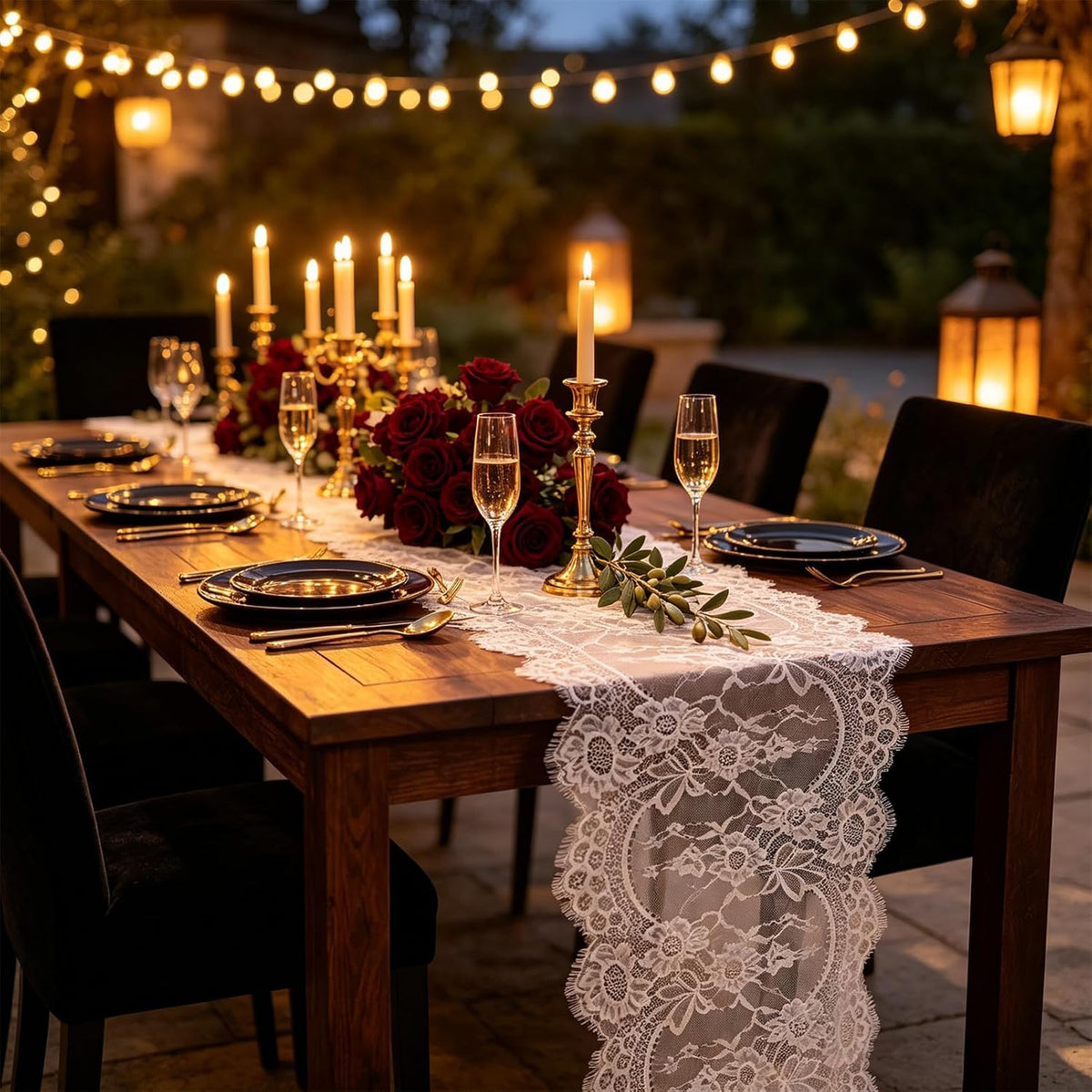 Pardecor Lace Table Runner 12x120 Inch, 10 Pack White for Wedding Party