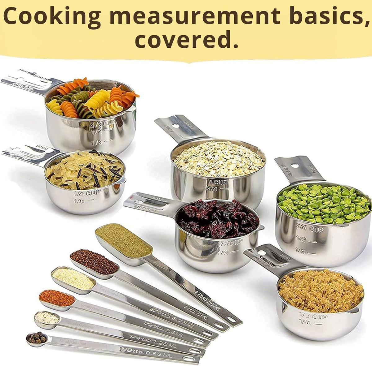 Simply Gourmet Measuring Cups & Spoons Set of 12, 18/08 Stainless Steel K...
