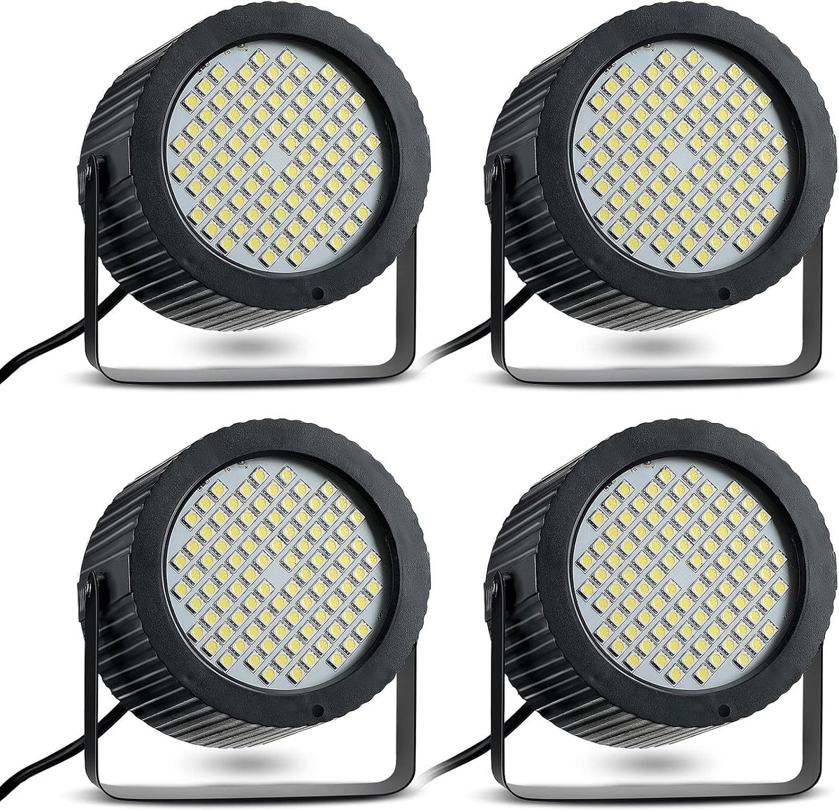 Funtery 4 Pcs Strobe Lights 88 LEDs Sound Activated Stage DJ,White