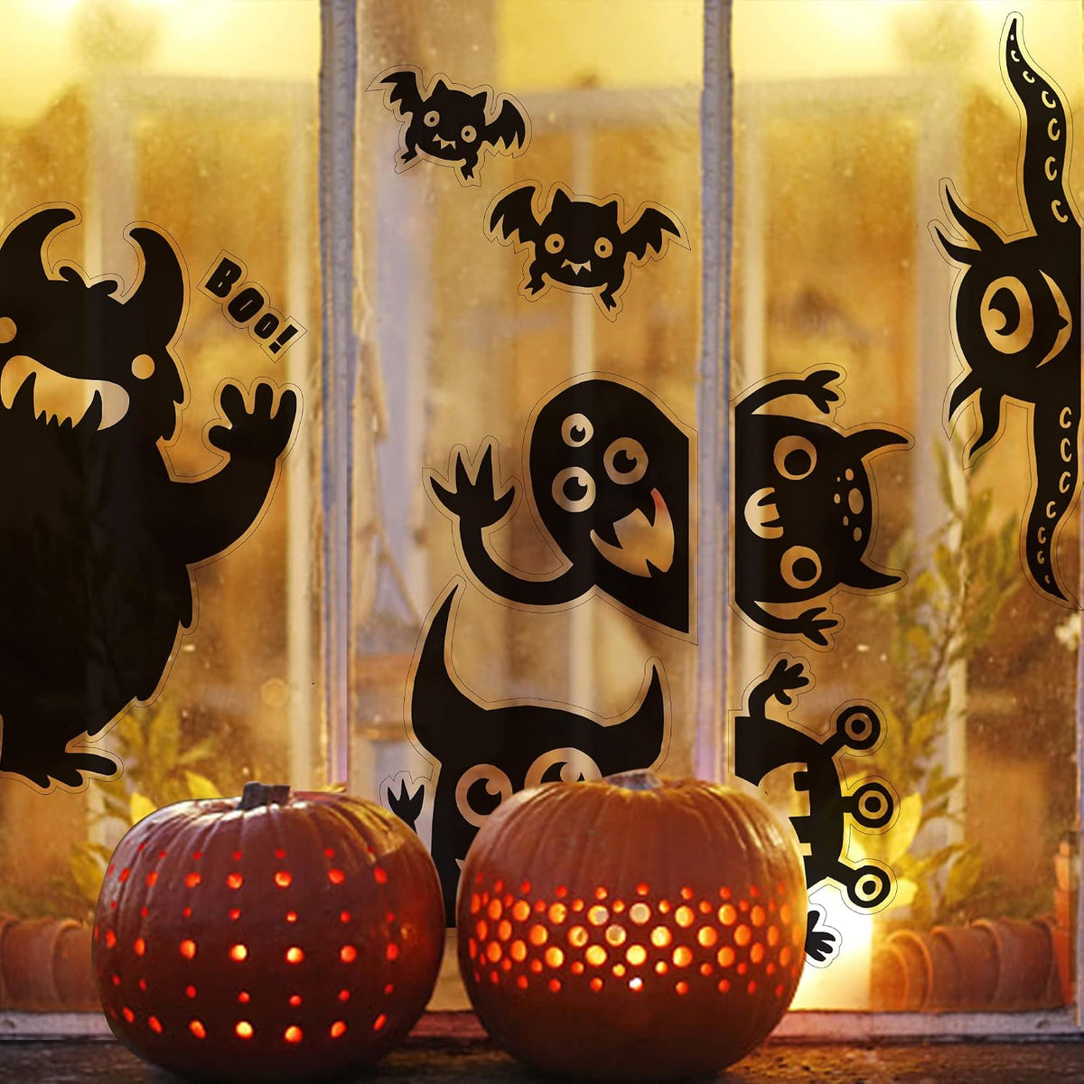 JOYIN 6Pcs Halloween Decorations Window Covers Clings, Monster Novelty Cute W...