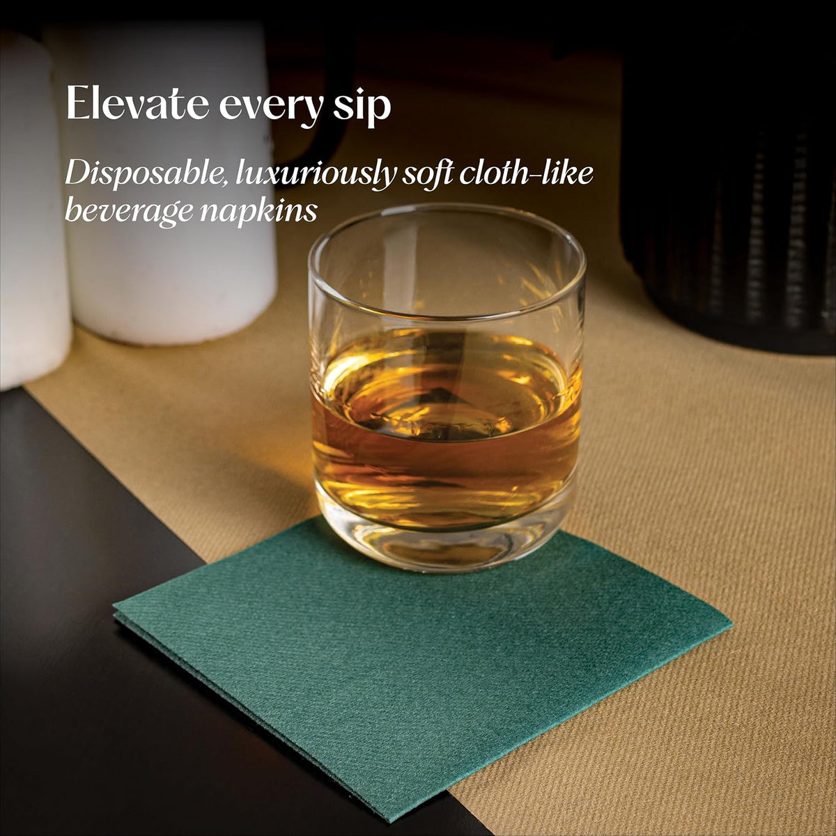 Disposable Linen-Feel Cocktail Napkins, 200-Pack 5" x 5" BURGUNDY P...