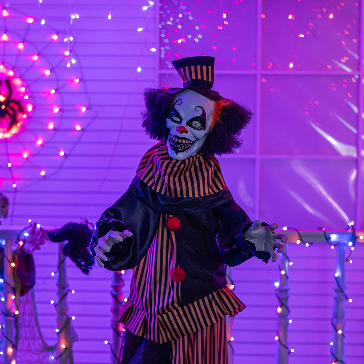Hourleey Halloween Outdoor Standing Clown Decorations, Life Size Animatronic ...