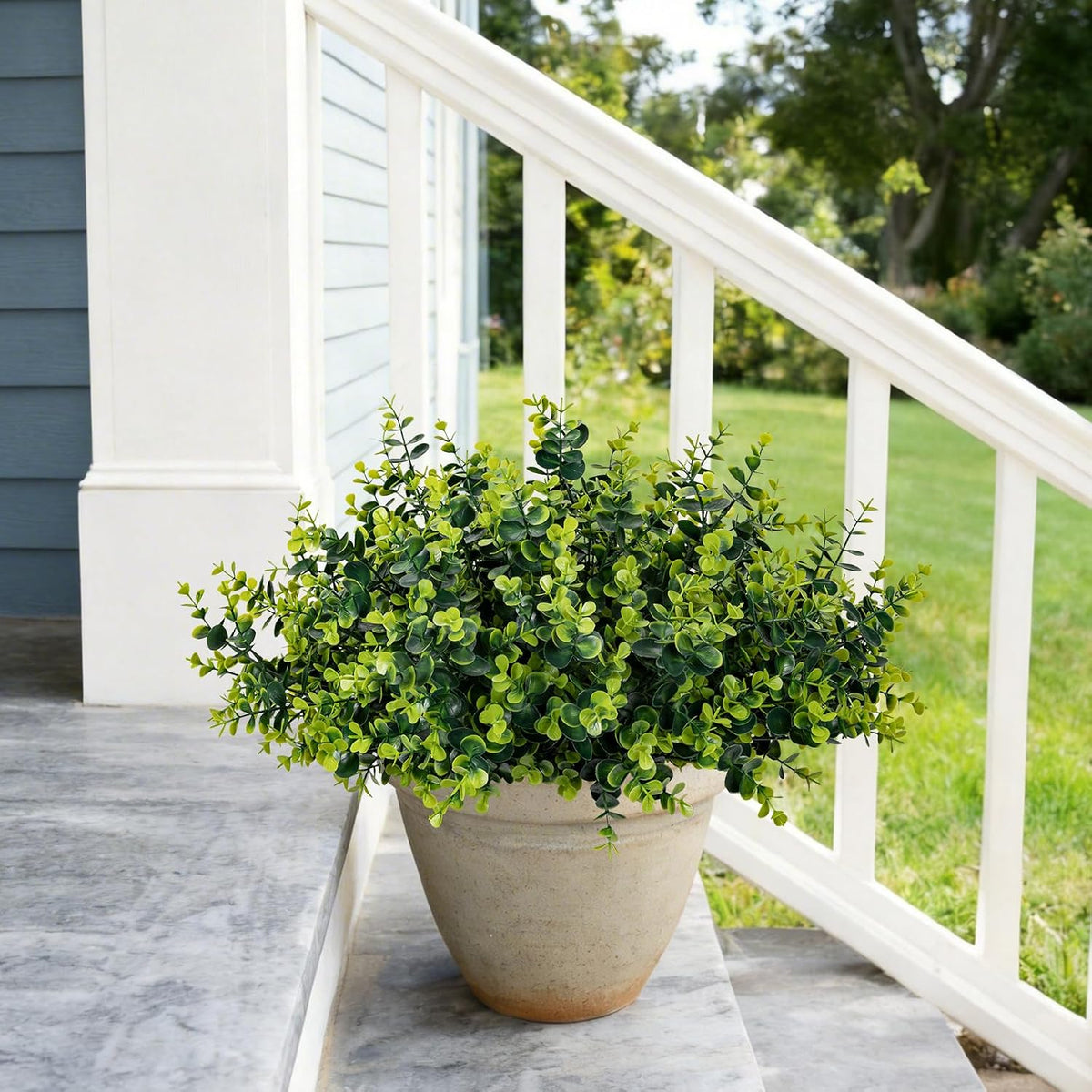 Artificial Fake Greenery Plants Boxwood Shrubs Grass for Outdoor,12 Bundles
