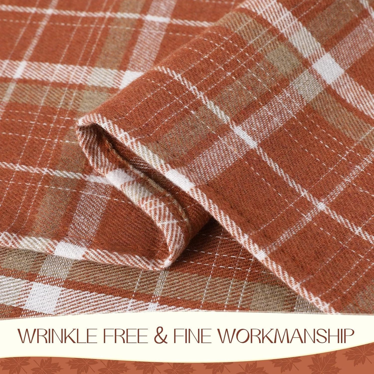 Romanstile Fall Checkered Tablecloth Rectangle, 60 x 120 Inch, Orange