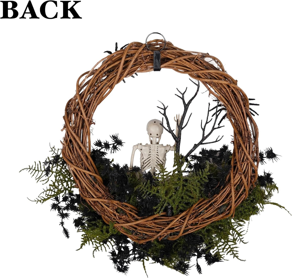 20" Halloween Wreath for Front Door - Halloween Skeleton Skull Wreath De...