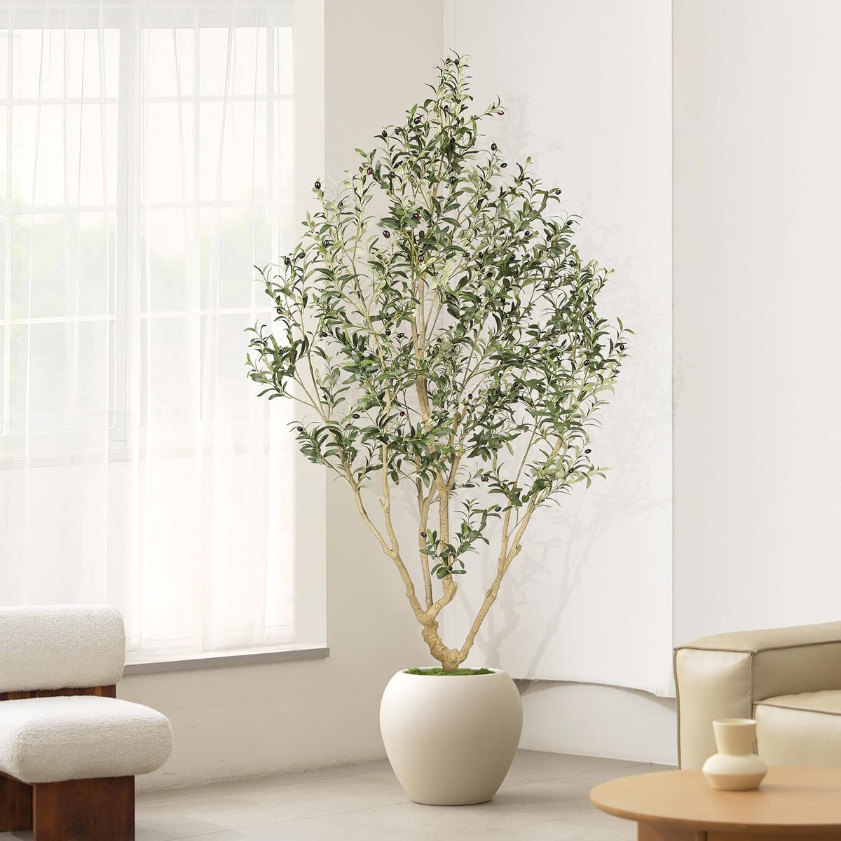 LYERSE Faux Olive Tree 8ft with Large Olive Branches and Lifelike Leaves