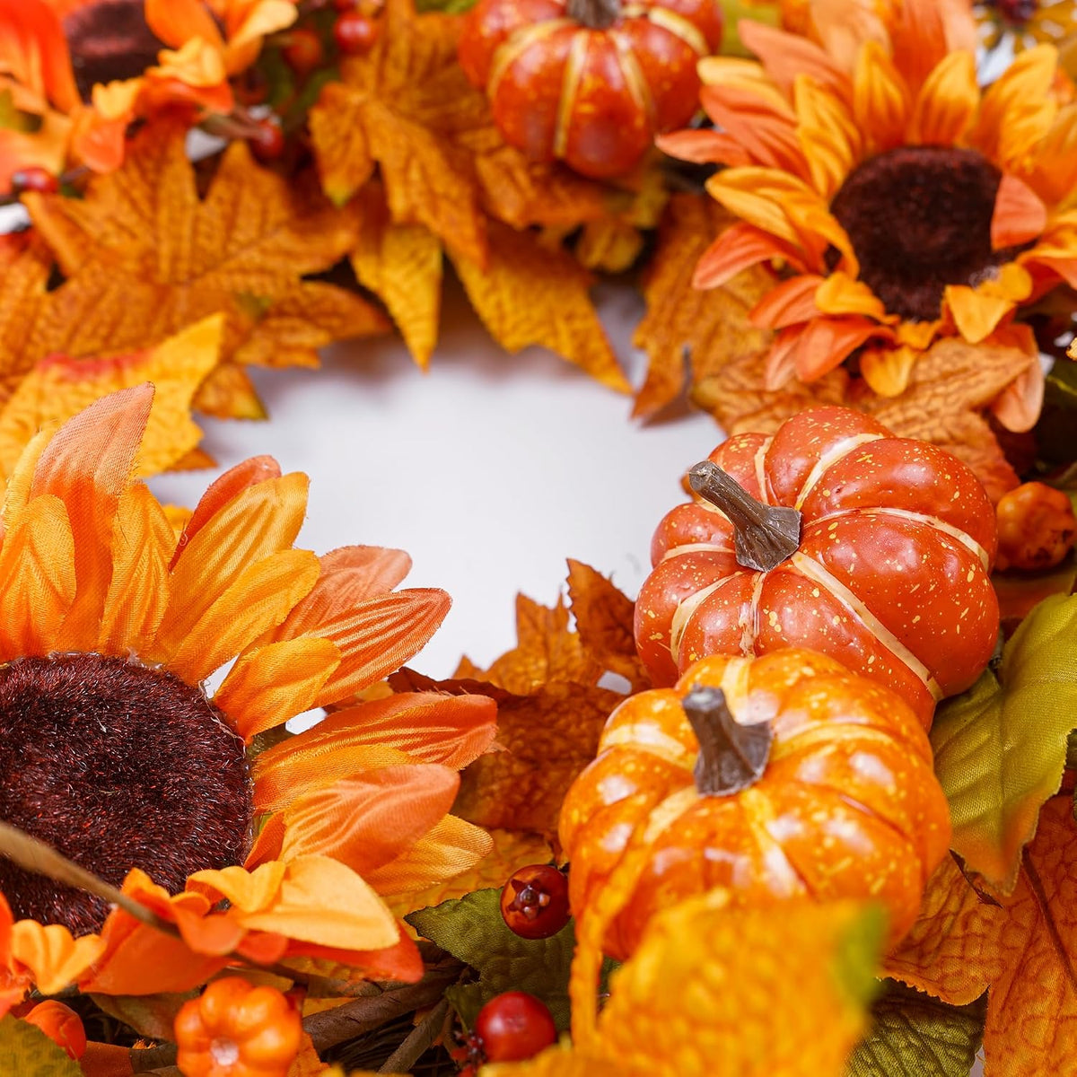 Fall Wreaths for Front Door 22 Inch, Autumn Wreath with Berry Pumpkin, Maple ...