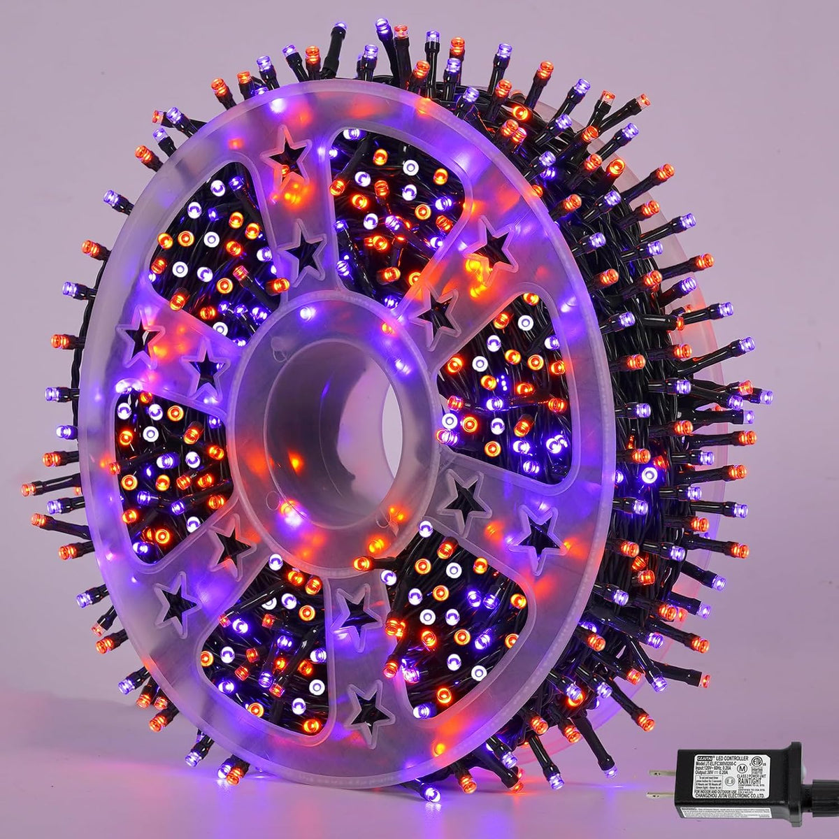 QITONG 165ft 500 LED Orange and Purple Halloween Lights Outdoor Waterproof, S...