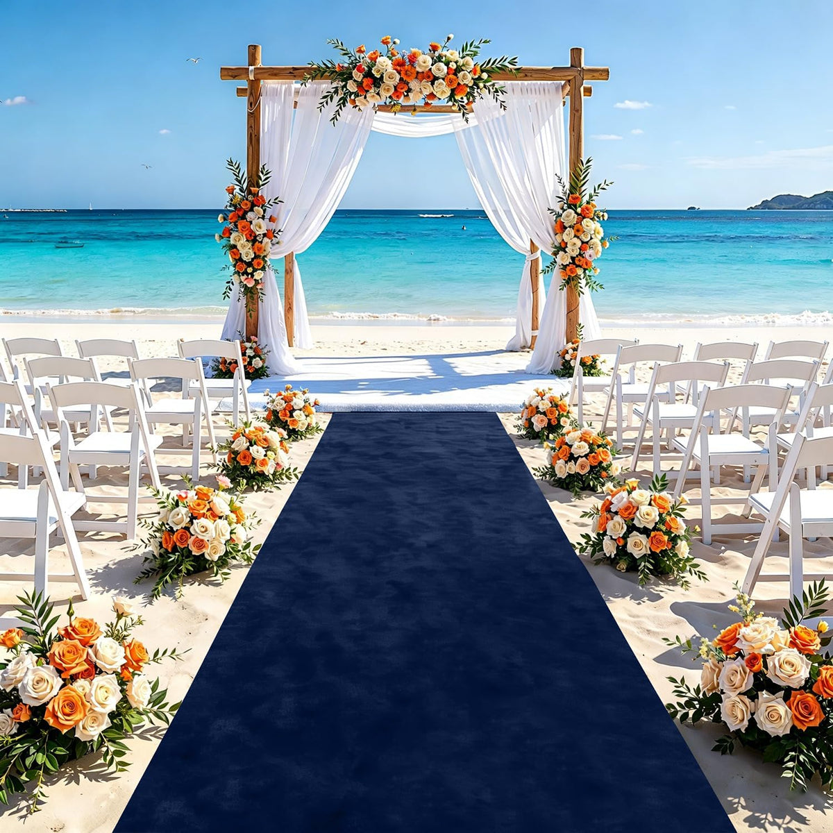 FUHSY Navy Blue Aisle Decorations for Wedding Ceremony 4FT Wide Aisle Runner ...
