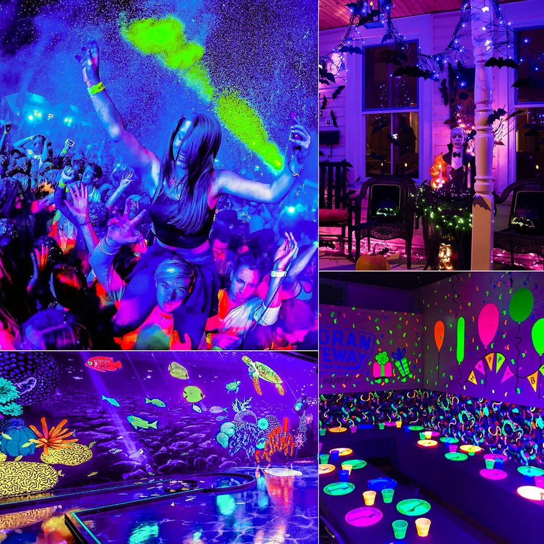 MELPO Black Light 30W LED Blacklight Flood Light Outdoor for Glow Party