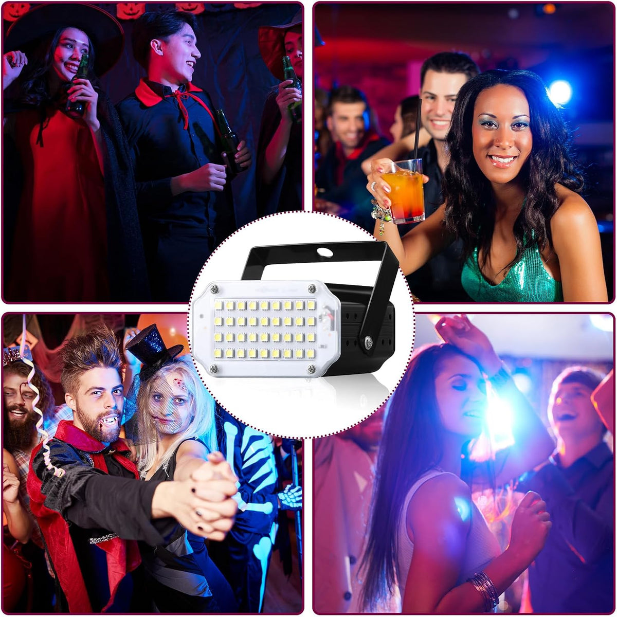 VIHOSE 6 Pack White LED Halloween Strobe Light Mini Strobe Lamp Sound Activat...