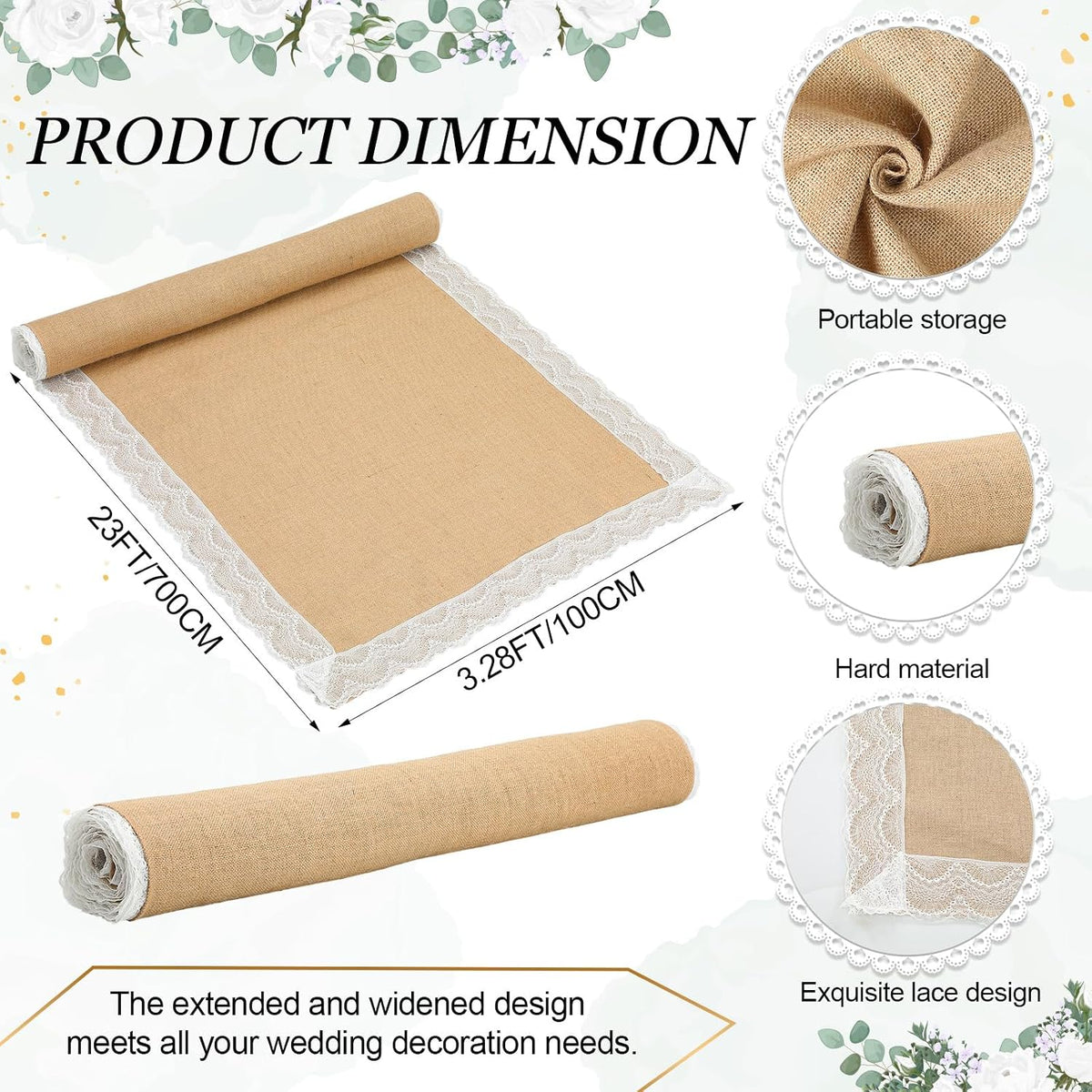 Breling 3.3ft x 23ft Burlap Wedding Aisle Runner Outdoor for Wedding Ceremony...