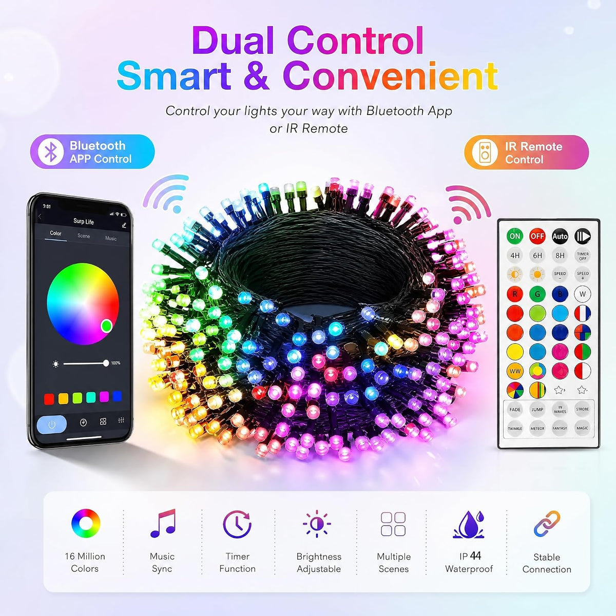Dazzle Bright Smart Christmas String Lights, 131 FT 400 LED String Lights
