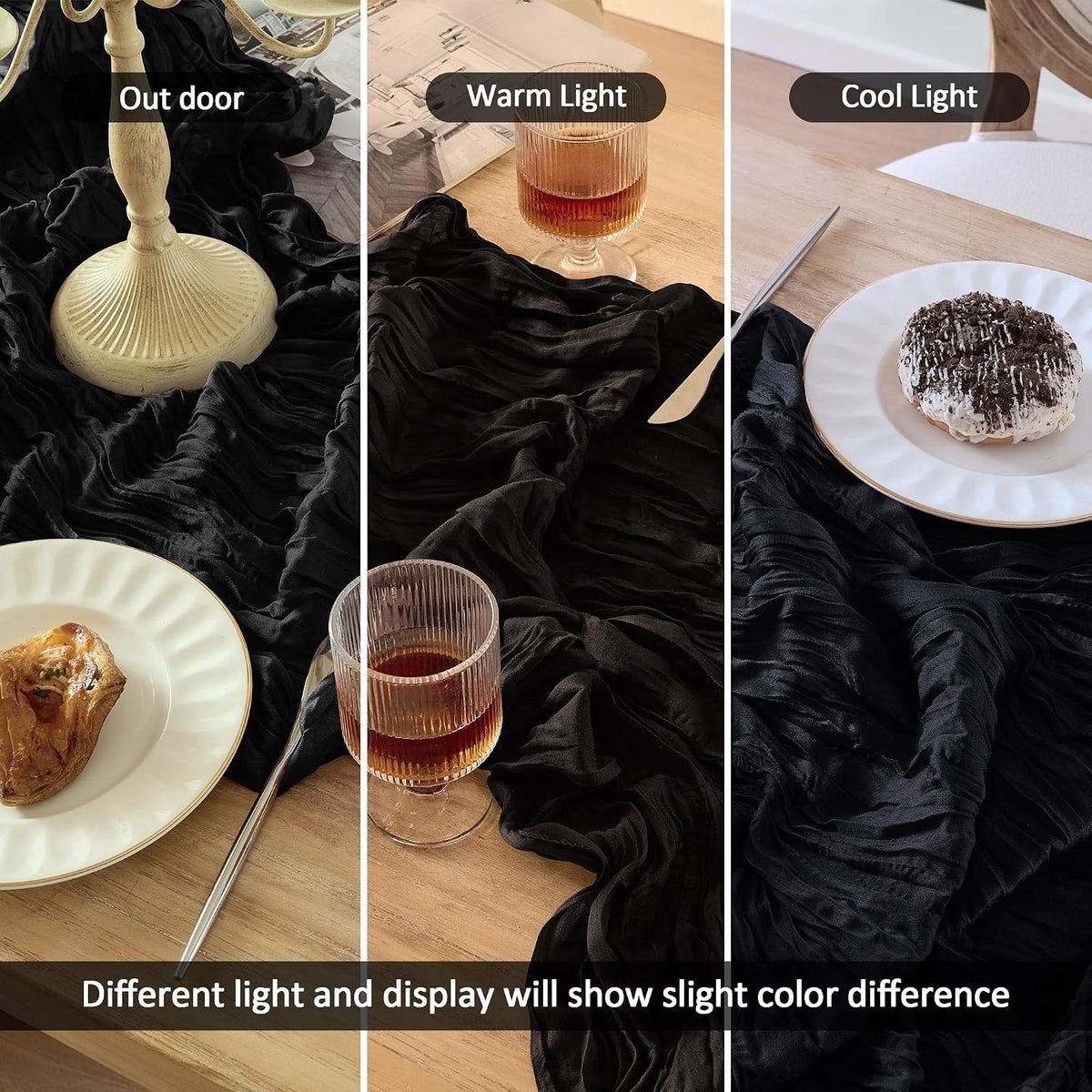 6 Pack Halloween Black Cheesecloth Table Runner Boho Gauze Home Decor
