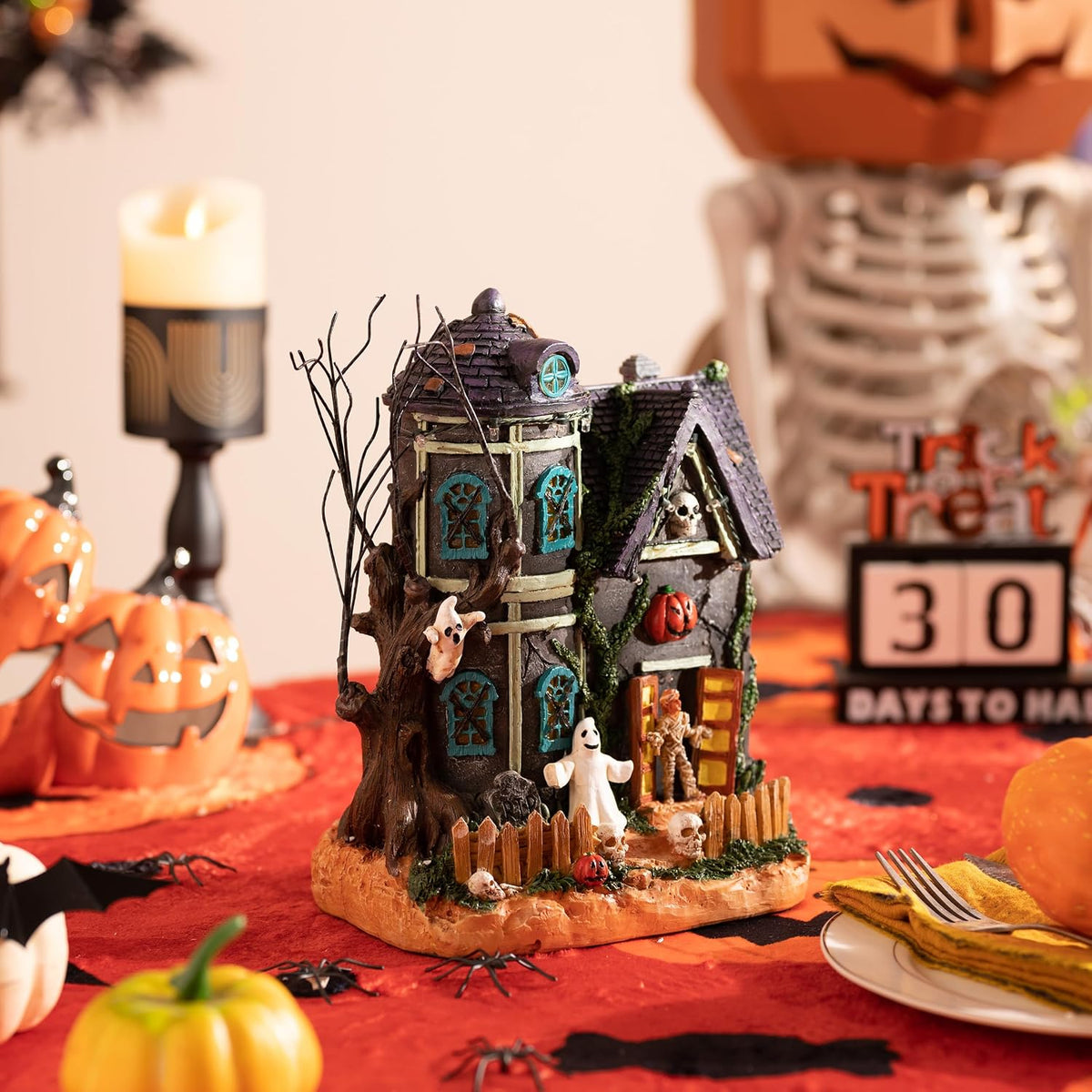 Valery Madelyn Halloween Village for Home Decor, Lighted Halloween Decoration...
