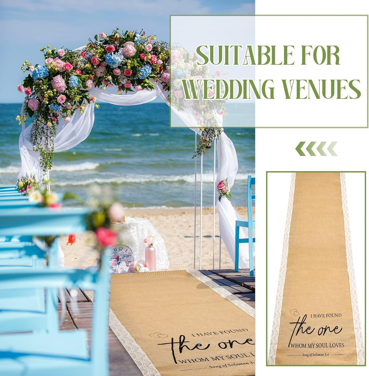 Tondiamo Burlap Aisle Runner 3.33 ft X 15 ft for Wedding Ceremony Outdoor