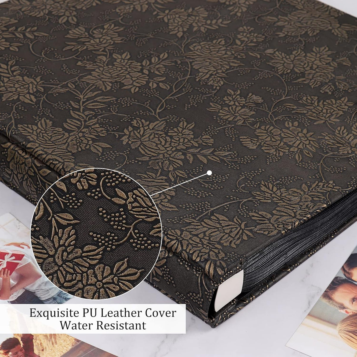 RECUTMS Photo Album 600 Pockets 4x6 Pictures Memo Book Leather Cover Bronze