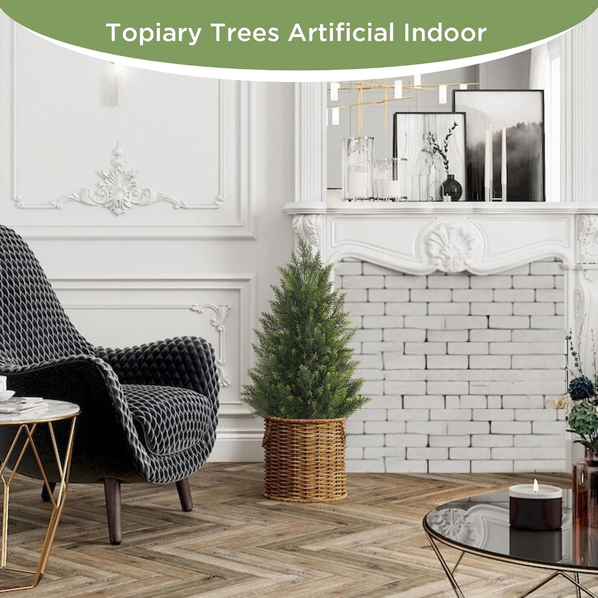 Vitalismo 3FT UV-Resistant Artificial Cedar Trees for Front Porch Set of 2