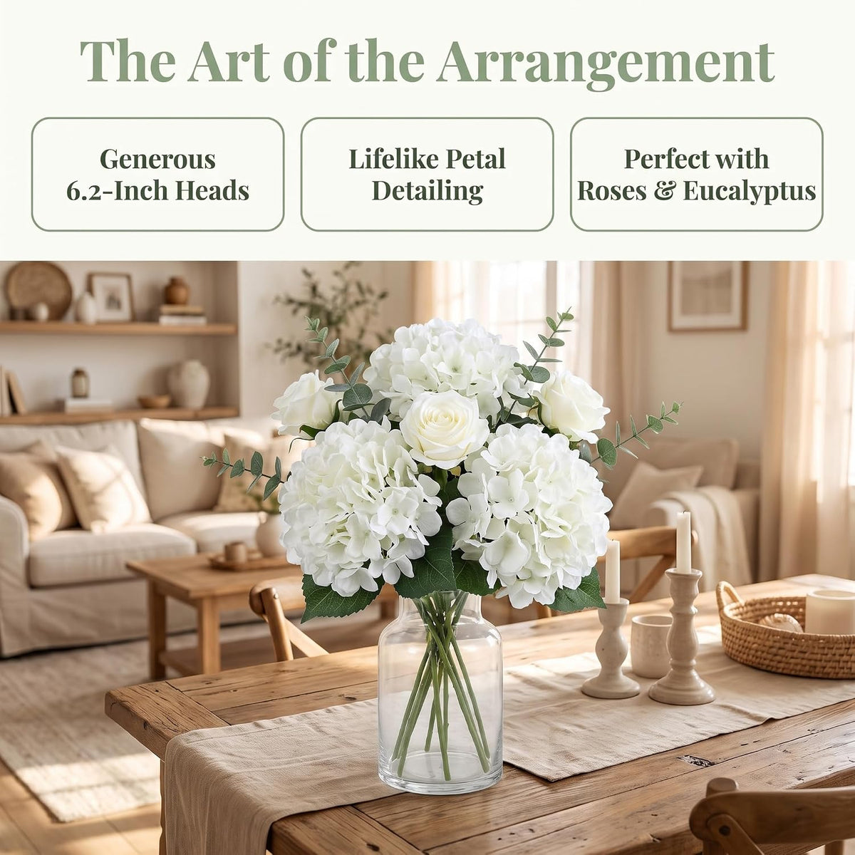 AVIVIHO 105pcs Fake Flowers White Hydrangea Artificial Flowers Bulk