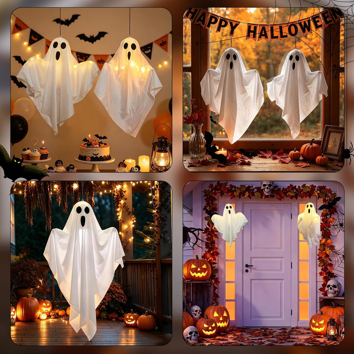 Halloween Hanging Ghost Decor Lights, Timer 8 Dynamic Lighting Modes Waterpro...
