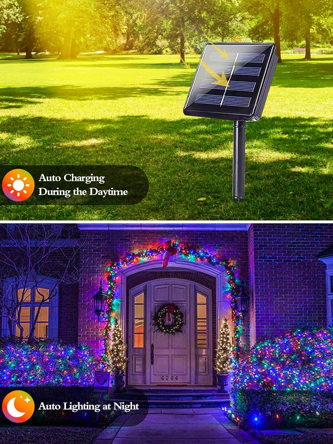 6 Pack 600 LED Solar Christmas Lights Outdoor, Solar Lights Multicolor