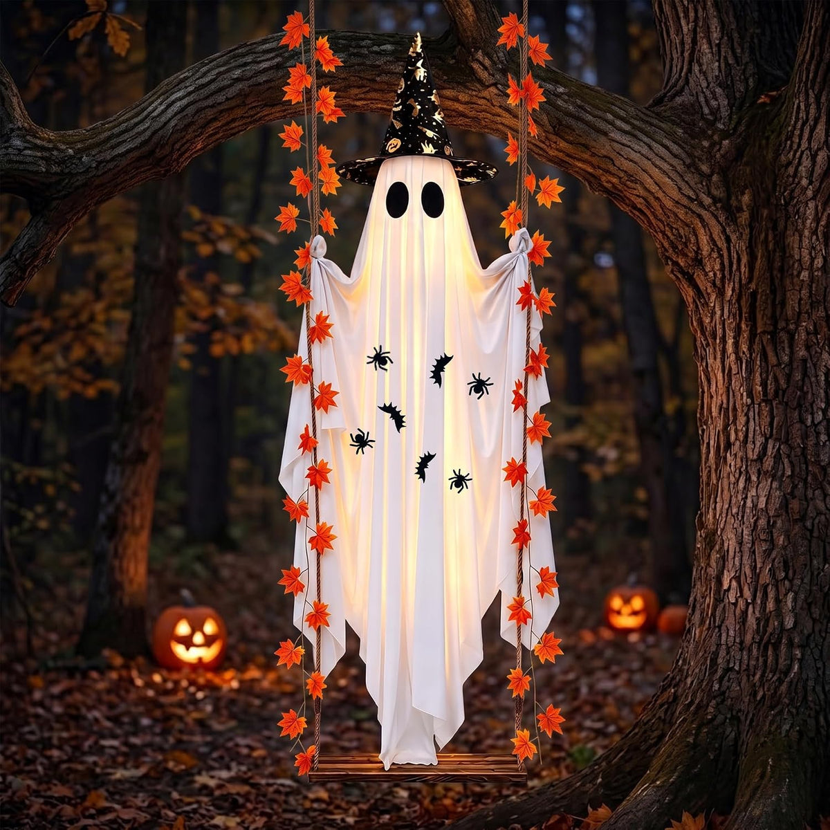 Halloween Decorations Outdoor, 5.4FT Large Hanging Swing Ghost Outdoor Decor ...