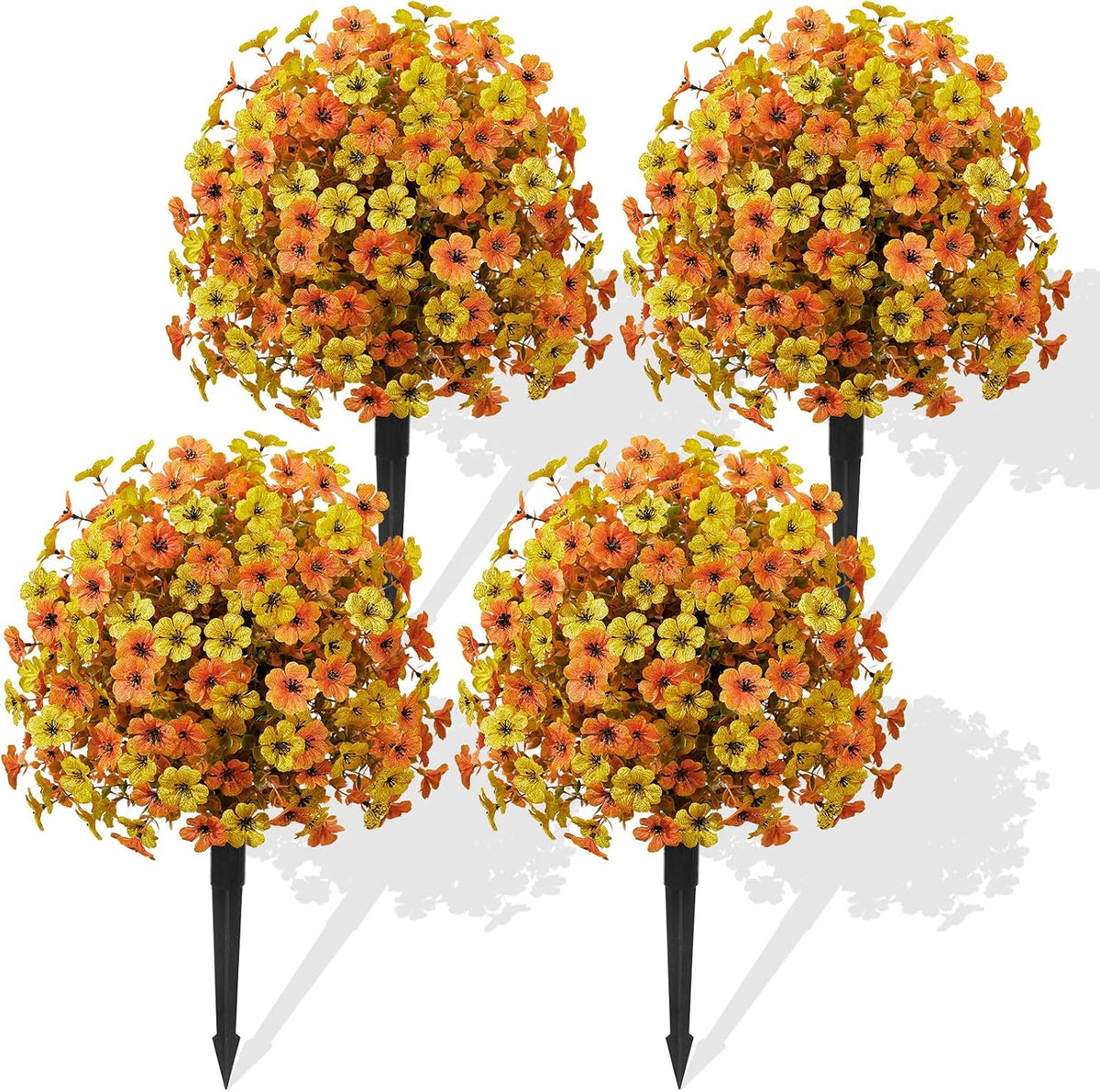 Alupssuc 4Pcs 20" UV Resistant Artificial Fall Ball Flowers for Outdoors