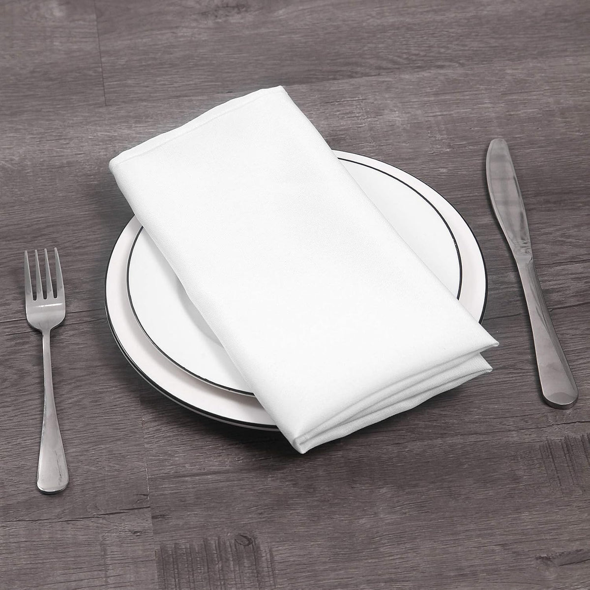 50pcs Polyester Cloth Napkins - 17 x 17 inch White Dinner Washable Napkins wi...