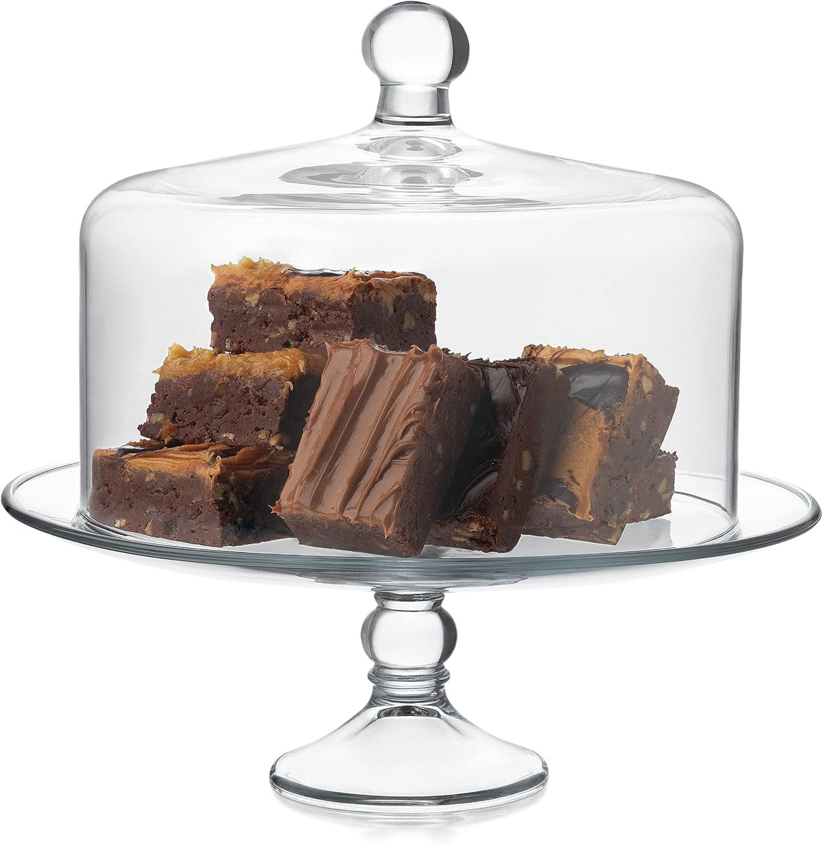 Libbey Selene Glass Cake Stand with Dome Lid, Footed Dessert Serving Dish