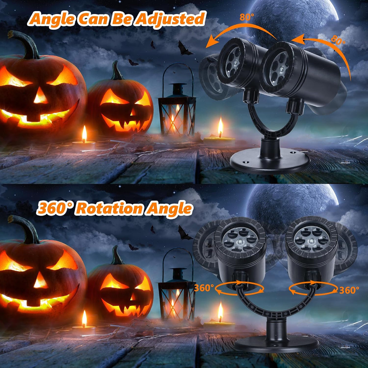 Toodour Halloween Projector Lights Outdoor, Double Head Dynamic Halloween Lig...
