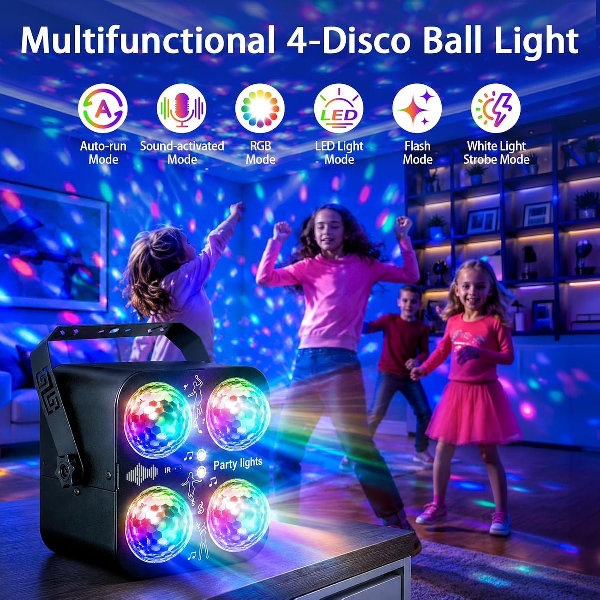 Disco Ball Party Lights, 4 Disco Balls Lights Sound Activated for Parties
