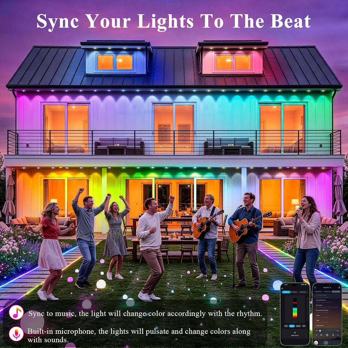 400FT Permanent Outdoor Lights, Smart RGB+IC Eaves Lights for House, App &...