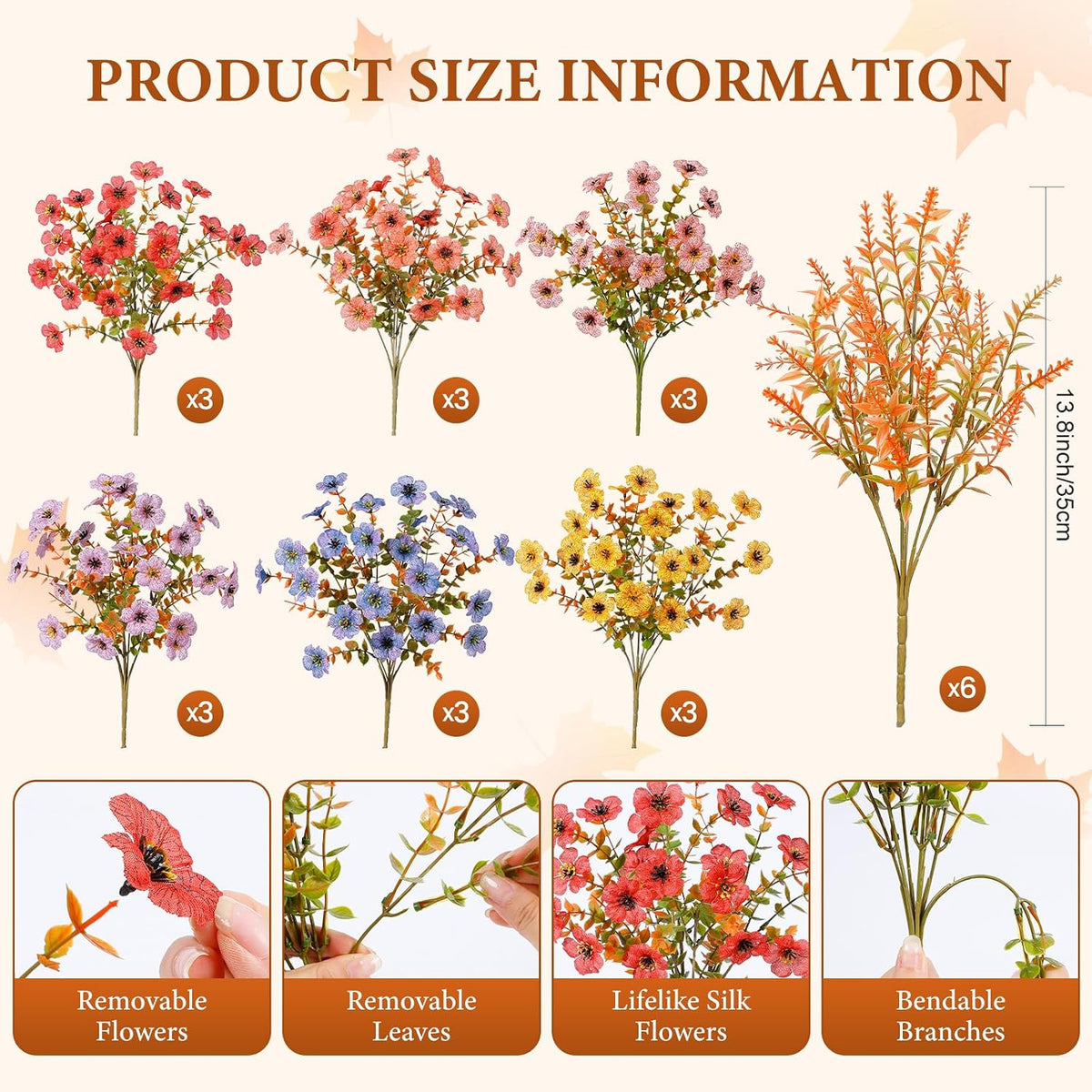 SHareconn 24Pcs Artificial Fall Flowers UV Resistant Fake Mums for Outdoors