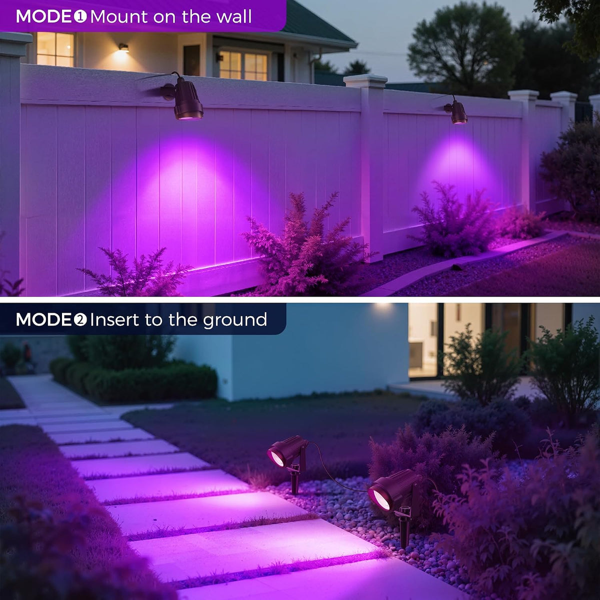 L LOHAS LED Halloween Purple Outdoor Lights Dusk to Dawn Spotlight Plug in