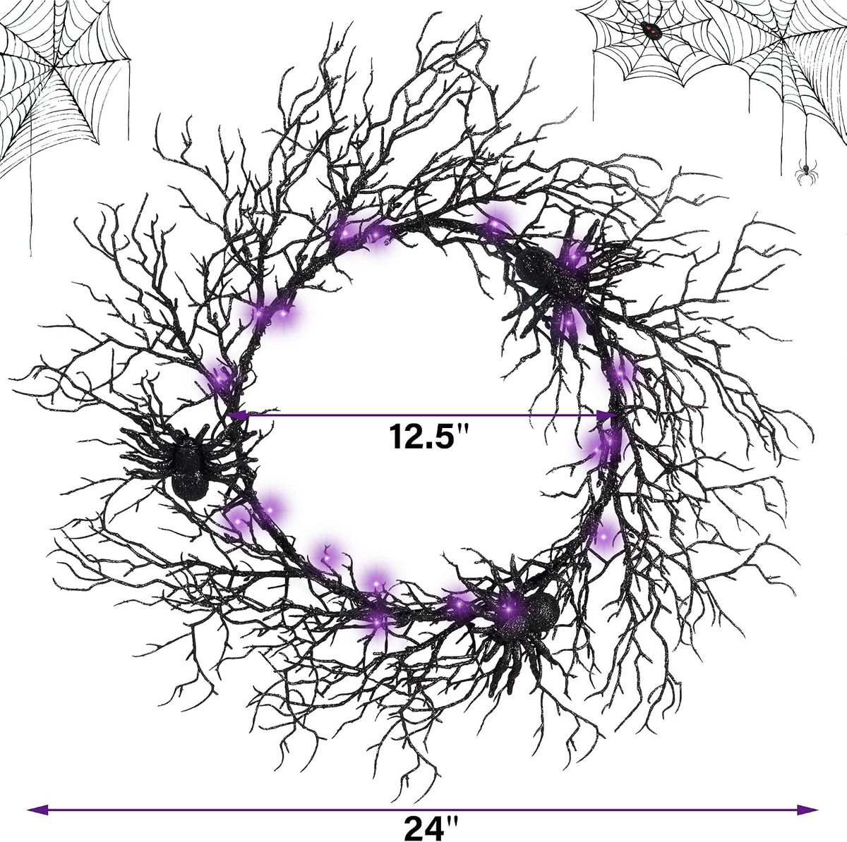 Adroiteet 24" Halloween Wreath for Front Door Halloween Decorations Outdoor