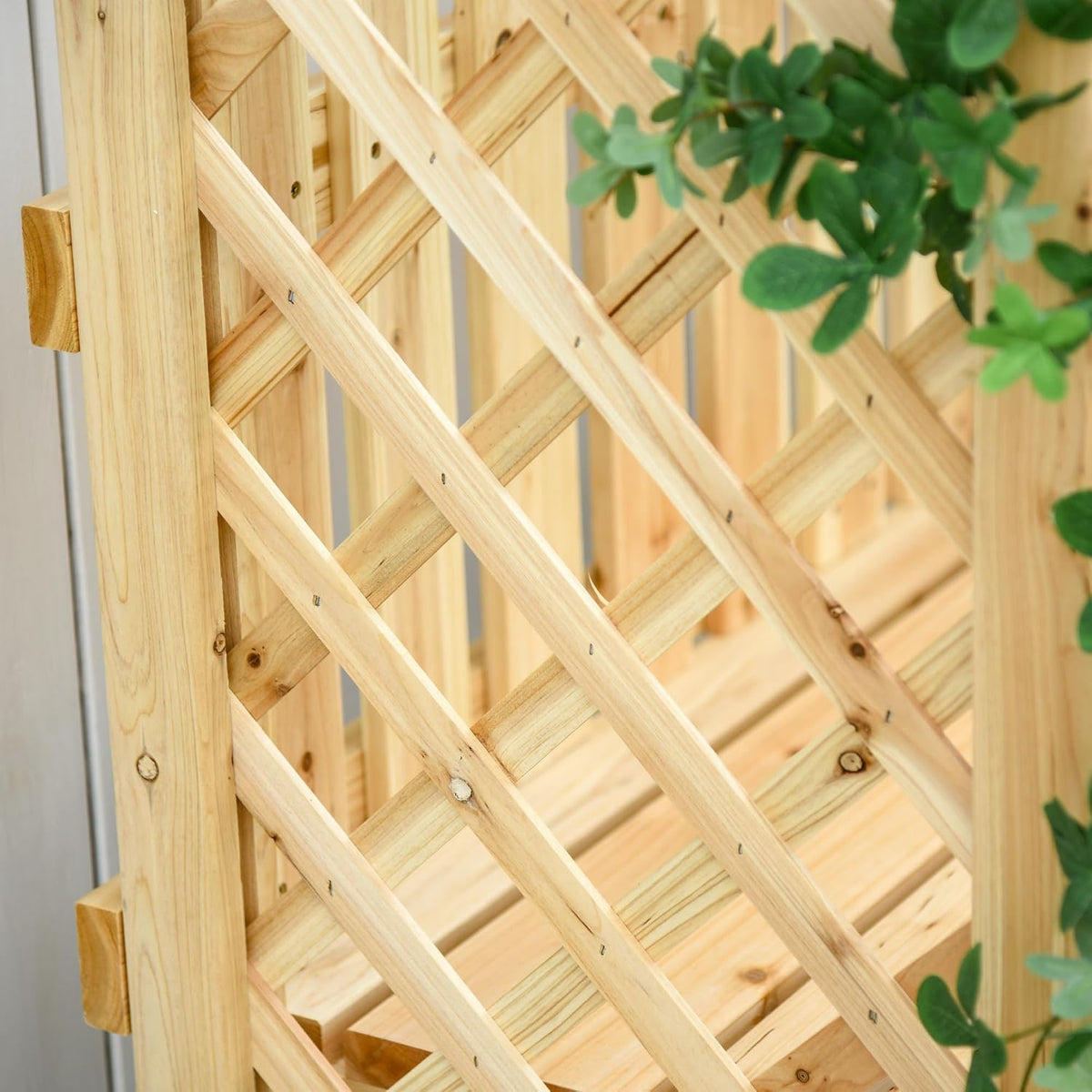 Outsunny Wooden Garden Arbor for Climbing Plants with Bench Natural