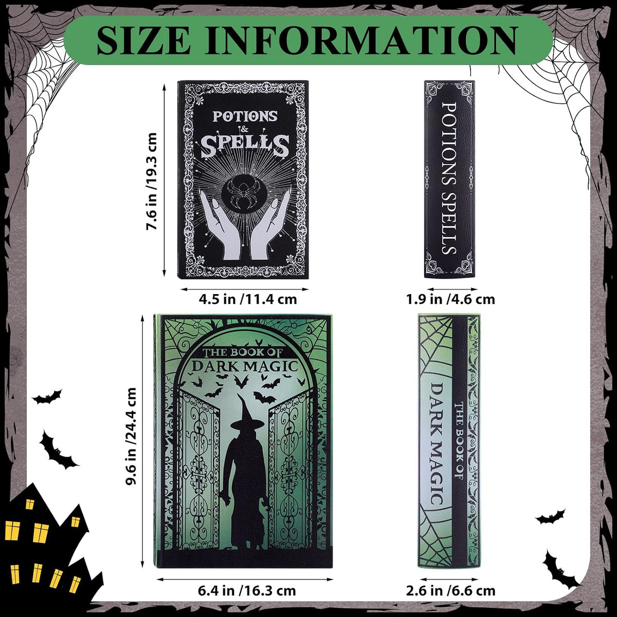 Beeveer Set of 2 Magic Nesting Halloween Faux Books Decoration Indoor