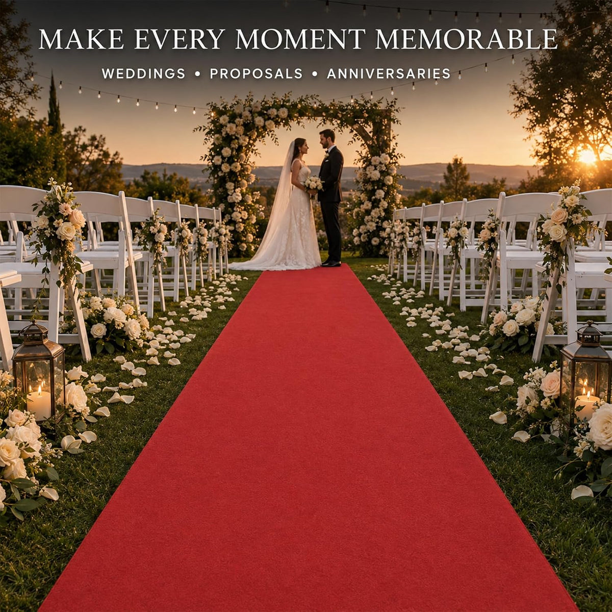 3 x 10 Ft Red Carpet Runner for Events, Non-Slip Aisle Runner with Rubber Bac...