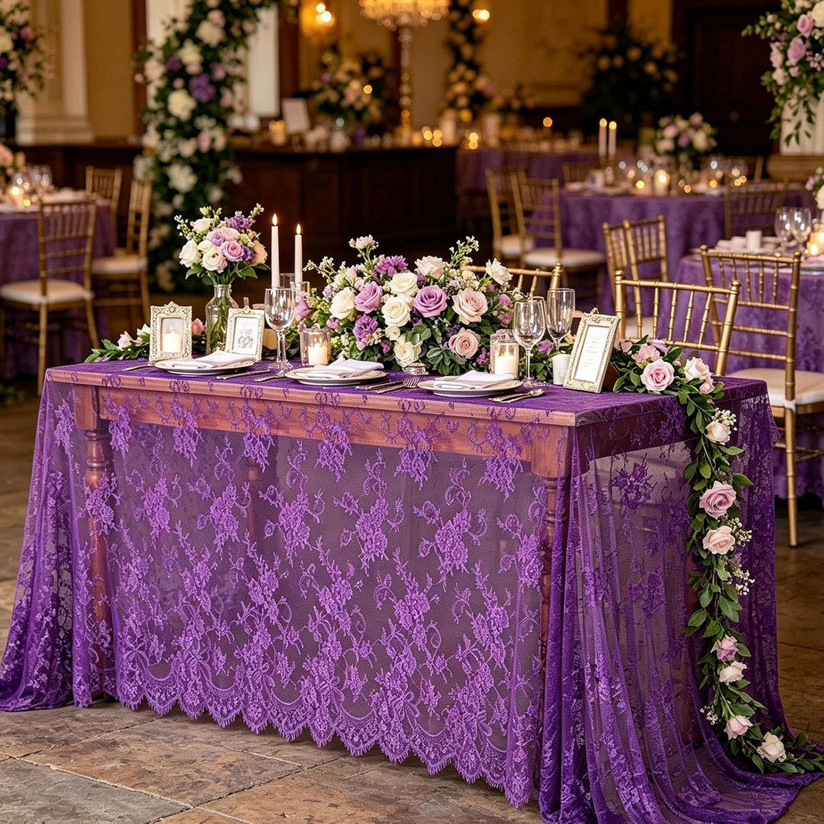 B-COOL Lace Tablecloths 2 Pieces 60 x 120 Inch Wedding Rectangle Table