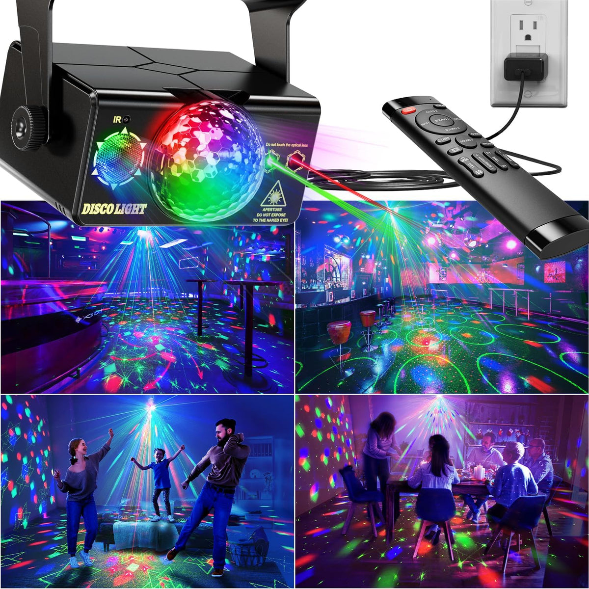 Party Lights Dj Disco Light Disco Ball Stage Strobe Lights LED Projector Soun...