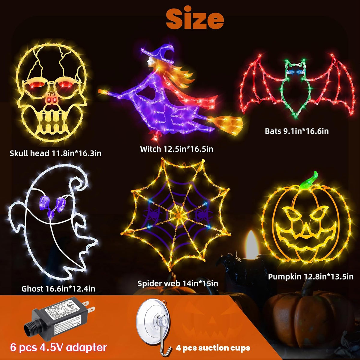 TRWYMZ Halloween Decorations - 16" Halloween Window Silhouette Lights
