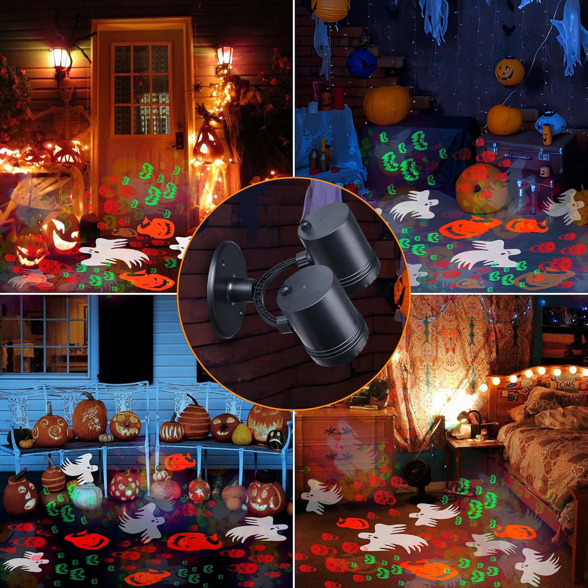Toodour Halloween Projector Lights Outdoor, Double Head Dynamic Halloween Lig...