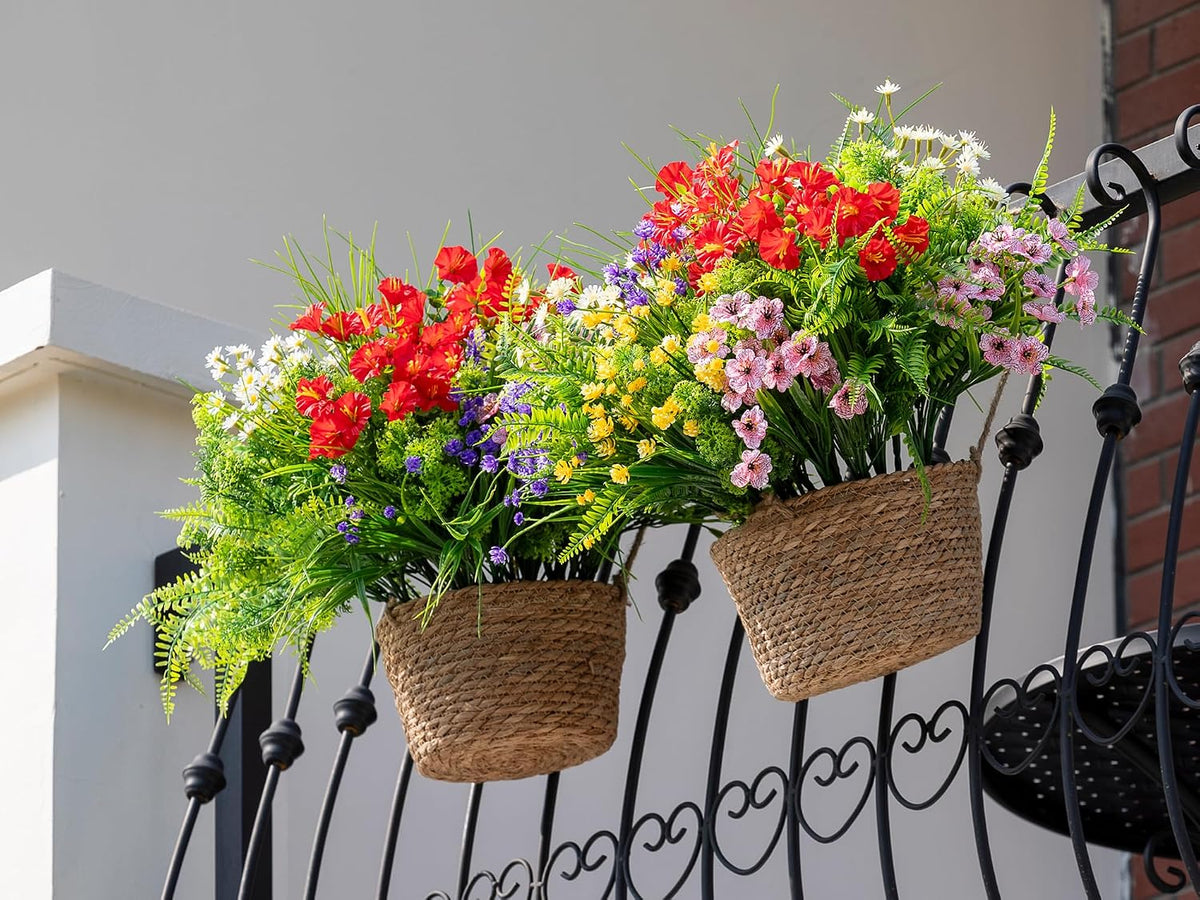 23PCS Artificial Plants Outdoor, Faux Flowers & Greenery Stems for Outside