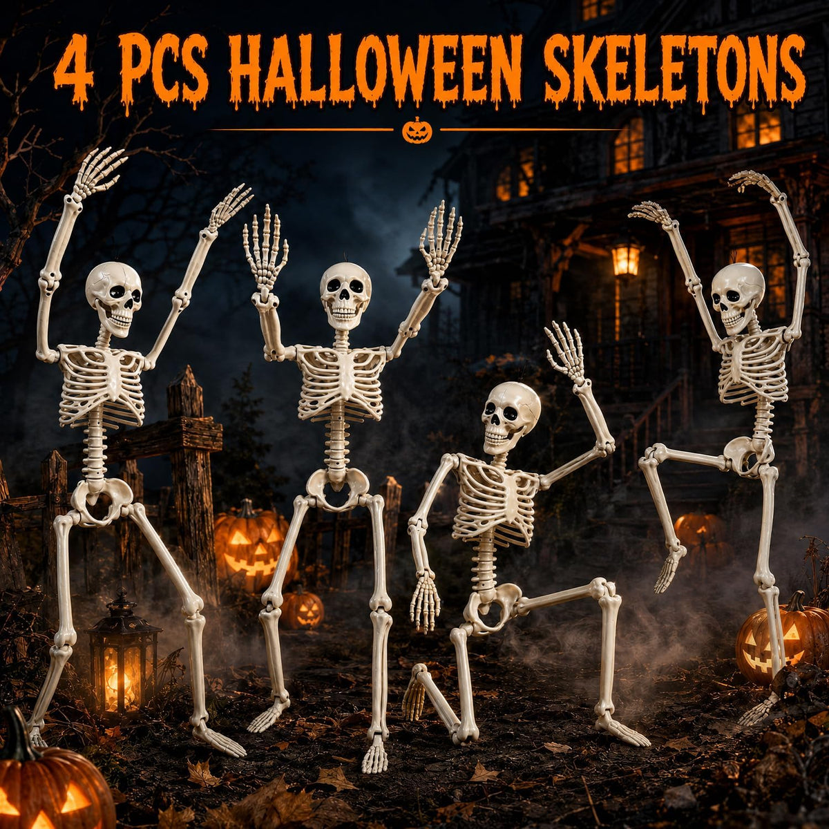 3FT Scary Halloween Decorations Outdoor, 2 PCS 36" Life Size Posable Hum...