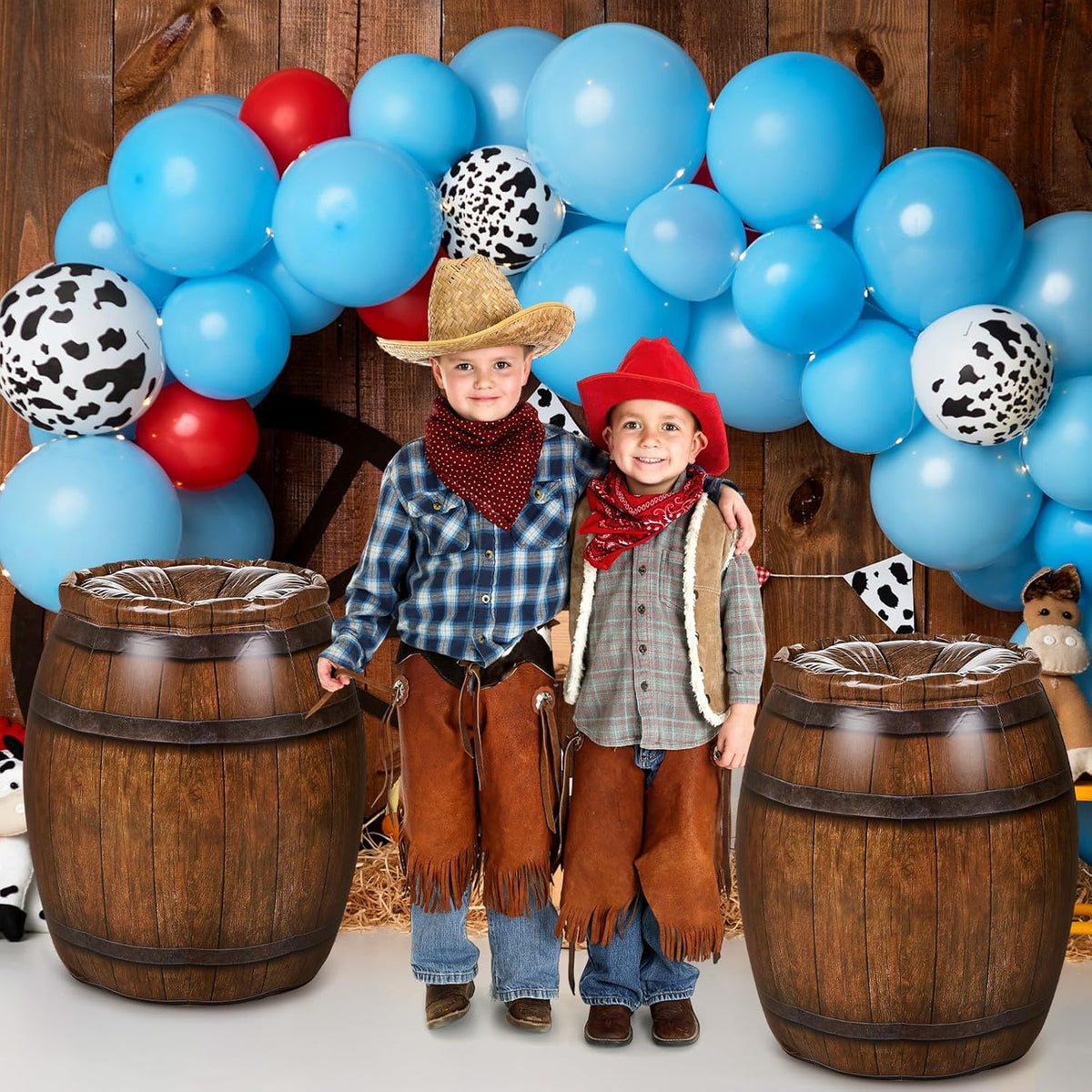 Civaner 2 Pcs Western Cowboy Party Decoration, PVC Inflatable Pirate Barrels ...
