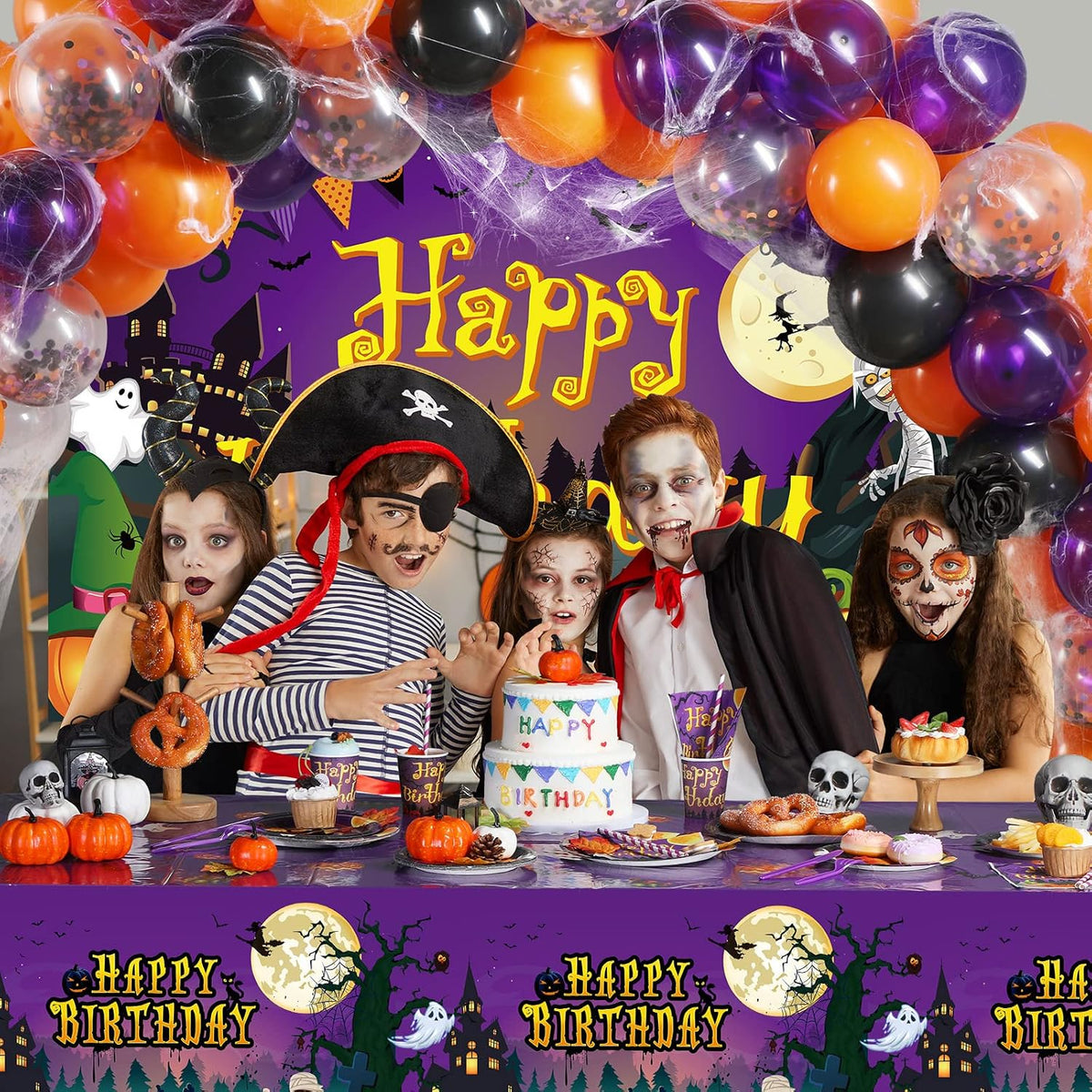 Pajean 277 PCS Halloween Party Supplies Full Set, Happy Birthday Decoration