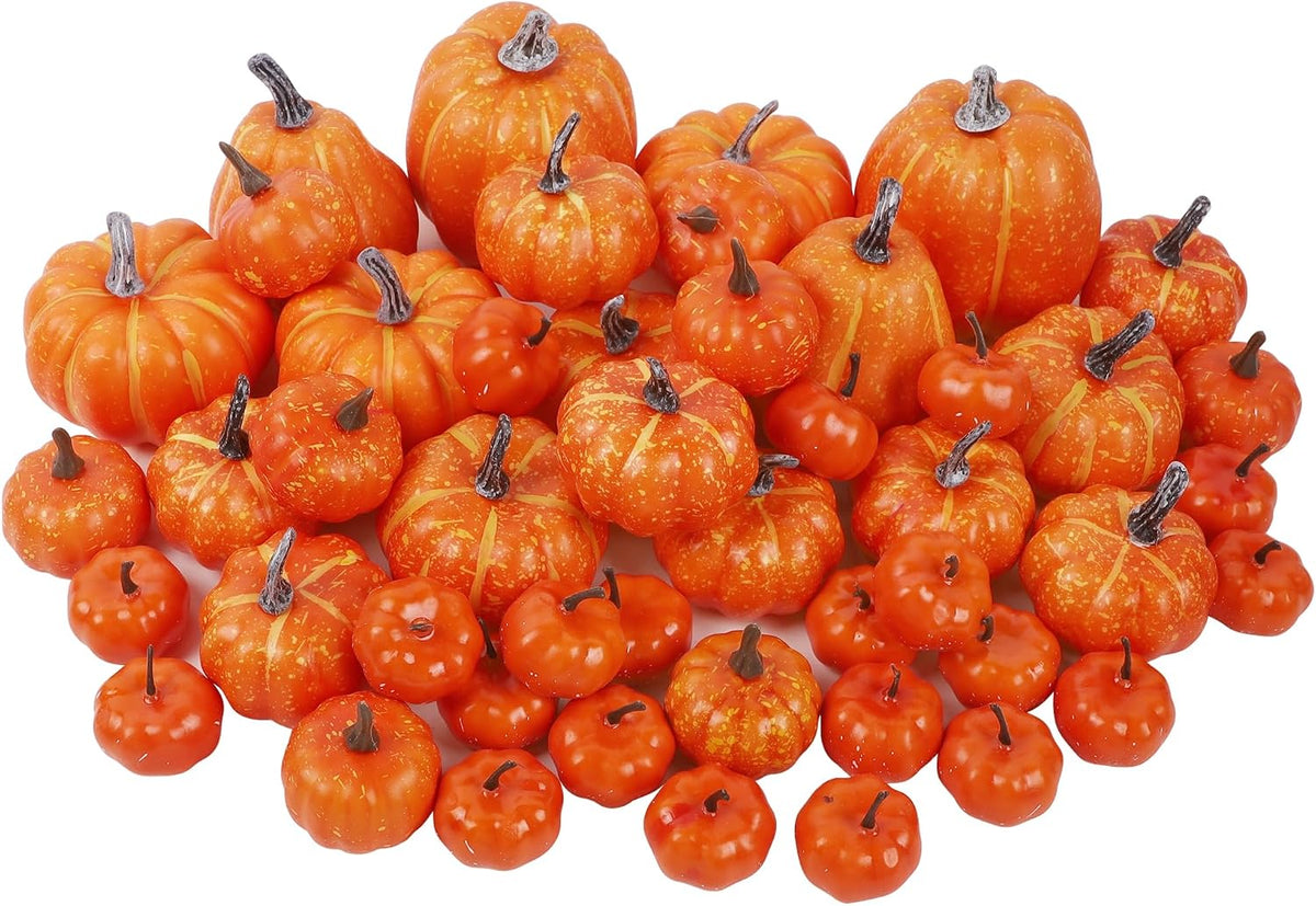 winemana 46 Pcs Artificial Pumpkins Fall Decorations, Orange