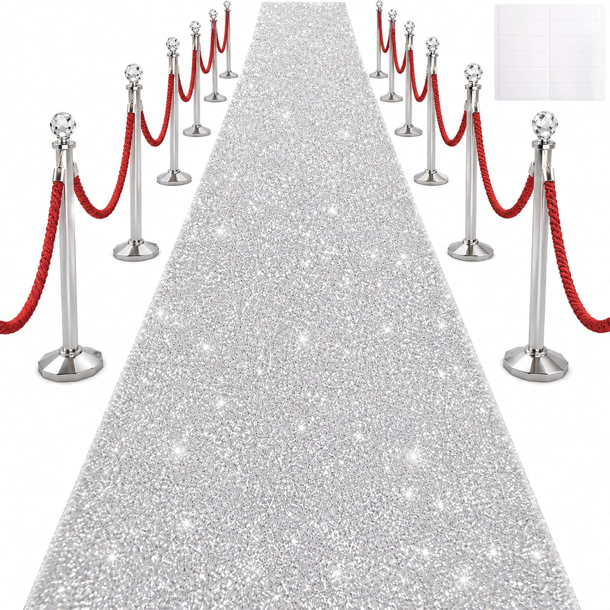 Glitter Carpet Runner for Party - Non-Woven Fabric Runner Rug with Adhesive T...