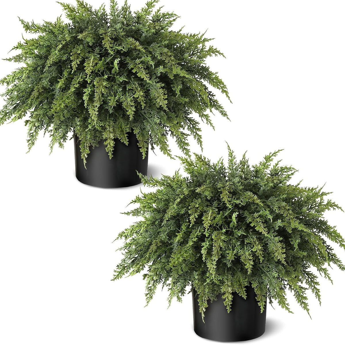 2Pcs Artificial Cedar Potted Plant Christmas Greenery for Front Porch Decor